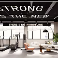 Modern Fitness Gym Interior With Treadmills Exercise Equipment And Motivational Quotes