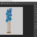Modern Floor Lamp With Blue Glass Discs And Metal Stand For Interior Decor