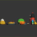 Colorful Assorted Food Display With Fruits Desserts Snacks Drinks And Candies