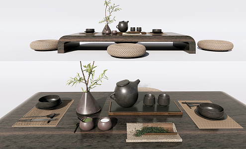 Japanese Tea Table and Chair 3d model