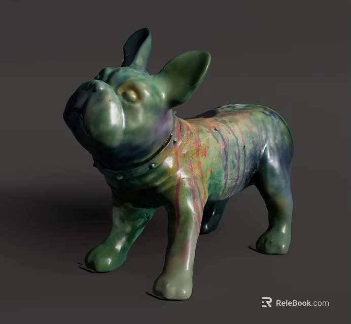 Colorful Ceramic Dog Figurine Decorative Ornament Set With Vibrant Glazed Patterns For Home Decor 3d model 