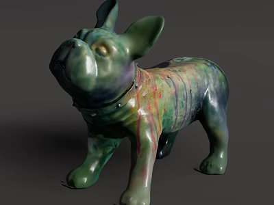 Colorful Ceramic Dog Figurine Decorative Ornament Set With Vibrant Glazed Patterns For Home Decor 3d model