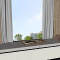 Cozy Window Seat With Soft Cushion Decorative Pillows Tray And Green Plant