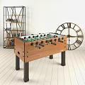 Wooden Foosball Table With Black Legs Multiple Rods And Indoor Play Equipment