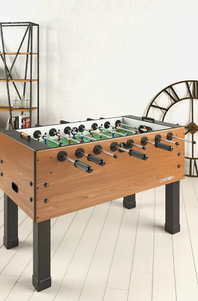 Wooden Foosball Table With Black Legs Multiple Rods And Indoor Play Equipment 3d model