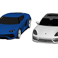 Blue Sports Car and White Sedan Showcasing Sleek Exterior and Modern Design Features