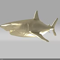 Golden Shark Sculpture Featuring Shiny Metallic Finish and Lifelike Pose