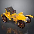 Vintage Yellow Open Top Roadster With Black Seat Steering Wheel And Wheels