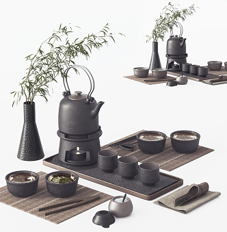 New Chinese Tea Set Zen Tea Set 3d model