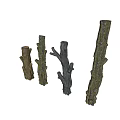 Natural Wood Stumps With Green Moss And Rough Bark Texture 3d model