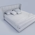 Modern Double Bed With Upholstered Gray Headboard And White Bedding Pillows 3d model