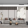 Modern sofa coffee table combination 3d model