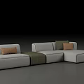 Modern Sectional Sofa With Beige And Brown Modules And Decorative Cushions 3d model
