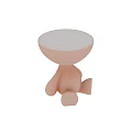 Stylish Light Pink Modern Coffee Tables With Rounded Base And Curved Design