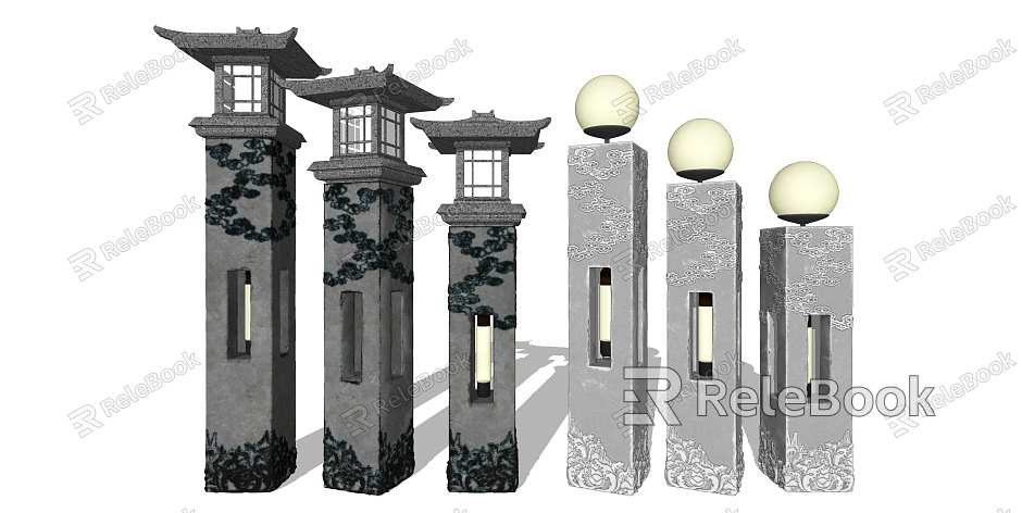 New Chinese Lawn Lamp Courtyard Landscape Lamp Courtyard Stone Pillar Landscape Setches model