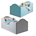 Cozy Single Bed with Gray Frame Colorful Bedding and Star Shaped Pillow