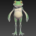 3D Green Frog Model With White Belly Big Eyes And Standing Pose