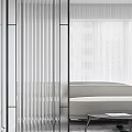 Modern Glass Partition Design For Stylish Bedroom Interior With Geometric Patterns 3d model