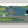 Modern Sales Office Building Design With Water Pool And Landscaped Garden