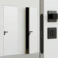 Modern White Hinged Door Design With Black Frame And Handle Details 3d model