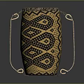 Woven Yellow Black Geometric Pattern Box Bag With Gold Chain Strap