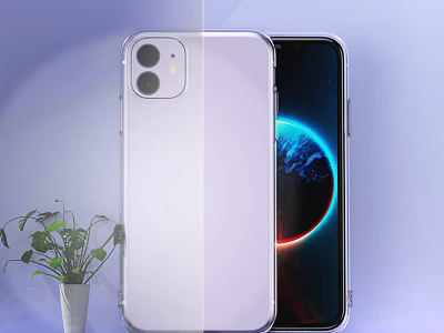 Slim Smartphone With Transparent Body Dual Camera Setup And Earth Wallpaper 3d model