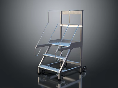 Sturdy Metal Rolling Ladder Cart With Steps And Wheels For Easy Mobility 3d model