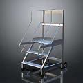 Sturdy Metal Rolling Ladder Cart With Steps And Wheels For Easy Mobility