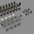 Modern Conference Tables With Office Chairs And Rectangular Tabletop For Professional Workplace 3d model