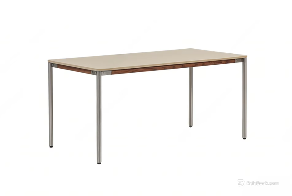 Modern Dining Table With Light Wood Top And Sleek Metal Legs For Home Decor 3d model 