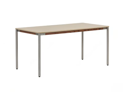 Modern Dining Table With Light Wood Top And Sleek Metal Legs For Home Decor 3d model