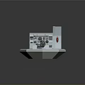Technical Equipment Model With Octagonal Platform And Control Panel Setup
