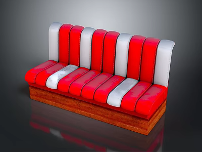 Red and White Striped Sofa With Wooden Base Modern Living Room Furniture Design 3d model