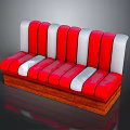 Red and White Striped Sofa With Wooden Base Modern Living Room Furniture Design