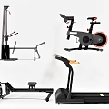 Various Home Sports Equipment Including Treadmill Exercise Bike And Rowing Machine