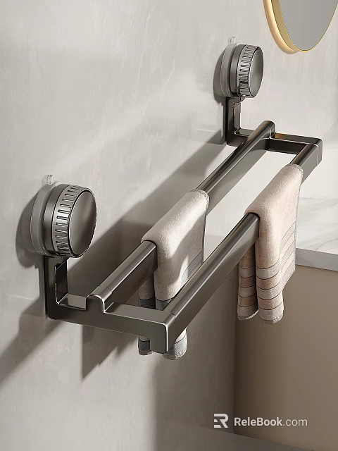 Modern Bathroom Accessories Wall Mounted Towel Rack With Hanging Towels 3d model 
