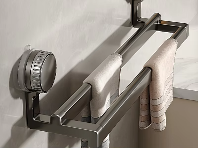 Modern Bathroom Accessories Wall Mounted Towel Rack With Hanging Towels 3d model