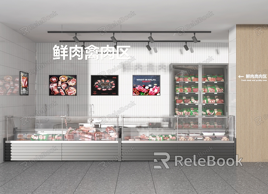 Modern Supermarket Meat Area model