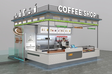 Milk Tea Dessert Station, pop-up shop, coffee and beverage shop 3d model