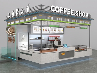 Milk Tea Dessert Station, pop-up shop, coffee and beverage shop 3d model