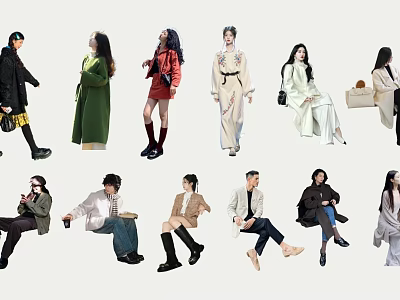 Group of People Showcasing Diverse Stylish Outfits And Fashion Looks 3d model