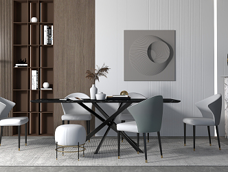 Light Luxury Dining Table and Chair Combination Dining Table and Chair 3d model