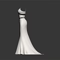 Elegant White Dress Sculpture Carving With Spaghetti Straps And Black Belt Detail