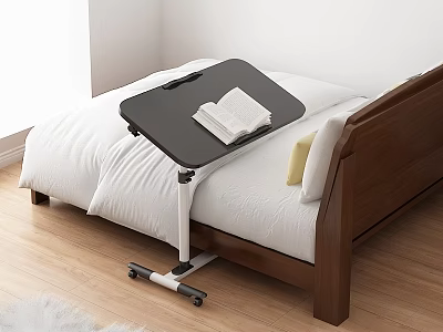 Bedside Functional Table With Black Top And Wheels For Bedroom Use 3d model