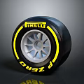 Car Tire Design Featuring Pirelli Zero With Yellow Stripe And Silver Rim