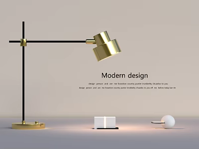 Modern Golden And Black Table Lamp With Adjustable Arm And Sleek Base Design 3d model