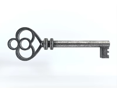 Vintage Metal Key Decorative Household Item With Ornate Design For Home 3d model