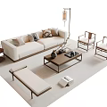 Modern Sofa And Coffee Table Set With Chairs Floor Lamp Side Table Bench And Rug 3d model