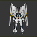 White Green Yellow Robot Figure With Multiple Long Wing Like Structures And Mechanical Details 3d model