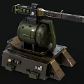 Military Green Weapon System With Rotating Barrel And Heavy Duty Mechanical Base